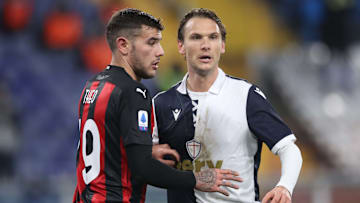 Theo Hernandez in marcatura su Ekdal 