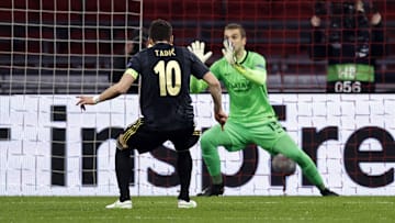 Il rigore parato da Pau Lopez