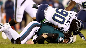 Seattle Seahawks' Jadeveon Clowney was not fined for his hit on Philadelphia Eagles QB Carson Wentz.