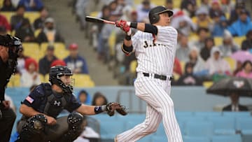 Yoshitomo Tsutsugo representing Japan in the World Baseball Classic