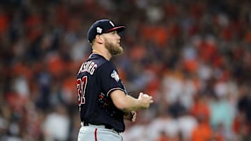 Stephen Strasburg en el Juego 6 de Serie Mundial entre Nacionales de Washington y Astros de Houston 