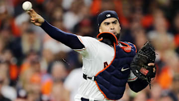 Robinson Chirinos en el Juego 6 de la Serie Mundial 2019 de MLB entre Nacionales y Astros
