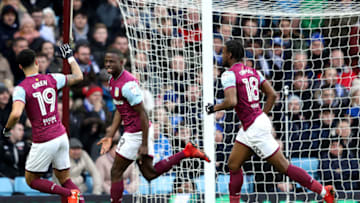 BIRMINGHAM, ENGLAND - JANUARY 06: Keinan Davis of Aston Villa celebrates scoring the 1st goal during the The Emirates FA Cup Third Round match between Aston Villa and Peterborough United at Villa Park on January 6, 2018 in Birmingham, England. (Photo by Mark Thompson/Getty Images)