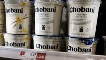 NEW YORK, NEW YORK - NOVEMBER 18: Chobani yogurt sits on a grocery store shelf on November 18, 2021 in New York City. The yogurt and oat milk maker Chobani filed to go public on the Nasdaq Exchange under the symbol CHO today. (Photo by Spencer Platt/Getty Images)