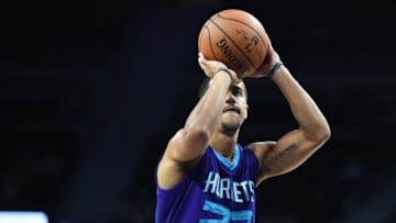 Oct 21, 2015; Auburn Hills, MI, USA; Charlotte Hornets guard Brian Roberts (22) during the game against the Detroit Pistons at The Palace of Auburn Hills. Charlotte won 99-94. Mandatory Credit: Tim Fuller-USA TODAY Sports