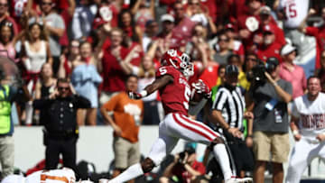 DALLAS, TX - OCTOBER 06: Marquise Brown #5 of the Oklahoma Sooners during the 2018 AT&T Red River Showdown at Cotton Bowl on October 6, 2018 in Dallas, Texas. (Photo by Ronald Martinez/Getty Images)