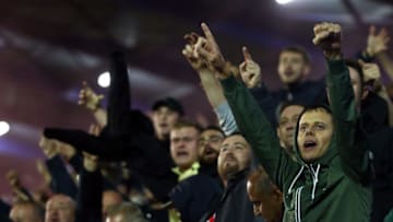PORTSMOUTH, ENGLAND - SEPTEMBER 24: Fans of Southampton celebrate in the crowd during the Carabao Cup Third Round match between Portsmouth and Southampton at Fratton Park on September 24, 2019 in Portsmouth, England. (Photo by Dan Istitene/Getty Images)