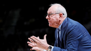 SOUTH BEND, IN - JANUARY 05: Head coach Jim Boeheim of the Syracuse Orange reacts against the Notre Dame Fighting Irish in the second half of the game at Purcell Pavilion on January 5, 2019 in South Bend, Indiana. Syracuse won 72-62. (Photo by Joe Robbins/Getty Images)