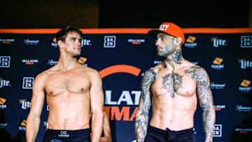 Derek Anderson vs. Guilherme “Bomba” at Bellator 229 weigh-ins (Photo by Amy Kaplan/FanSided)