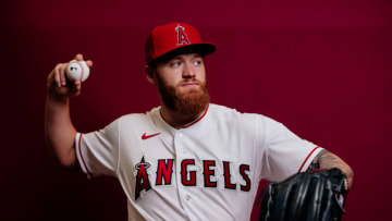 TEMPE, ARIZONA - FEBRUARY 21: Sam Bachman #83 of the Los Angeles Angels poses during Photo Day at Tempe Diablo Stadium on February 21, 2023 in Tempe, Arizona. (Photo by Carmen Mandato/Getty Images)