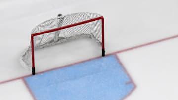 LAS VEGAS, NEVADA - FEBRUARY 20: An empty net is shown from above before a game between the Tampa Bay Lightning and the Vegas Golden Knights at T-Mobile Arena on February 20, 2020 in Las Vegas, Nevada. The Golden Knights defeated the Lightning 5-3. (Photo by Ethan Miller/Getty Images)