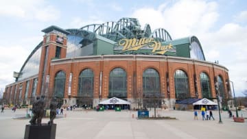 Apr 21, 2015; Milwaukee, WI, USA; Outside view of Miller Park prior to the game between the St. Louis Cardinals abnd Milwaukee Brewers. Cincinnati won 16-10. Mandatory Credit: Jeff Hanisch-USA TODAY Sports