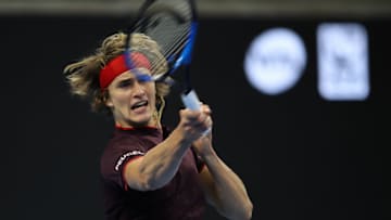 BEIJING, CHINA - OCTOBER 03: Alexander Zverev of Germany returns a shot against Kyle Edmund of Great Britain during the Men's singles first round on day four of 2017 China Open at the China National Tennis Centre on October 3, 2017 in Beijing, China. (Photo by Lintao Zhang/Getty Images)