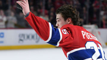 MONTREAL, QC - APRIL 6: Ryan Poehling #25 of the Montreal Canadiens salutes the crowd after being named the first star of the game against the Toronto Maple Leafs in the NHL game at the Bell Centre on April 6, 2019 in Montreal, Quebec, Canada. (Photo by Francois Lacasse/NHLI via Getty Images)