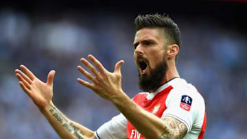 LONDON, ENGLAND - MAY 27: Olivier Giroud of Arsenal celebrates his sides second gol during The Emirates FA Cup Final between Arsenal and Chelsea at Wembley Stadium on May 27, 2017 in London, England. (Photo by Laurence Griffiths/Getty Images)
