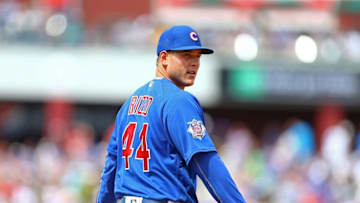 Mar 29, 2016; Mesa, AZ, USA; Chicago Cubs first baseman Anthony Rizzo against the Oakland Athletics during a spring training game at Sloan Park. Mandatory Credit: Mark J. Rebilas-USA TODAY Sports