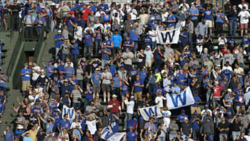 CHICAGO, IL - SEPTEMBER 29: The Chicago Cubs fans celebrate the win against the Cincinnati Reds on September 29, 2017 at Wrigley Field in Chicago, Illinois. (Photo by David Banks/Getty Images) *** Local Caption ***