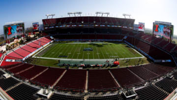 Jan 2, 2023; Tampa, FL, USA; a general view of the stadium before the start of the 2023 ReliaQuest Bowl featuring the Illinois Fighting Illini and Mississippi State Bulldogs at Raymond James Stadium. Mandatory Credit: Nathan Ray Seebeck-USA TODAY Sports