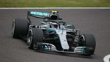 SUZUKA, JAPAN - OCTOBER 05: Valtteri Bottas driving the (77) Mercedes AMG Petronas F1 Team Mercedes WO9 on track during practice for the Formula One Grand Prix of Japan at Suzuka Circuit on October 5, 2018 in Suzuka. (Photo by Charles Coates/Getty Images)