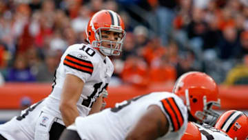 CINCINNATI - NOVEMBER 29: Brady Quinn #10 of the Cleveland Browns stands during the NFL game against the Cincinnati Bengals at Paul Brown Stadium on November 29, 2009 in Cincinnati, Ohio. (Photo by Andy Lyons/Getty Images)