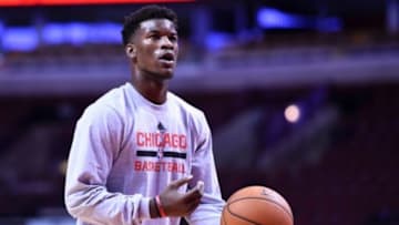 Oct 6, 2014; Chicago, IL, USA; Chicago Bulls guard Jimmy Butler (21) during practice before the game against the Washington Wizards at the United Center. Mandatory Credit: Mike DiNovo-USA TODAY Sports