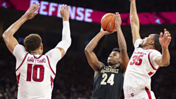 Aaron Nesmith of the Vanderbilt Commodores goes up for shot. (Photo by Wesley Hitt/Getty Images)
