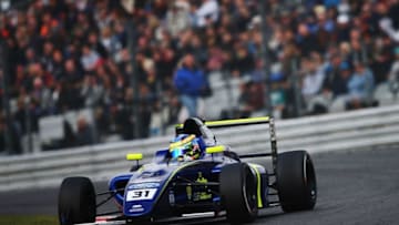 LONGFIELD, ENGLAND - APRIL 02: Logan Sargeant of Carlin drives during the F4 British Championship at Brands Hatch on April 2, 2017 in Longfield, England. (Photo by Ker Robertson/Getty Images)