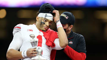 Justin Fields, Ryan Day, Ohio State Buckeyes. (Mandatory Credit: Chuck Cook-USA TODAY Sports)