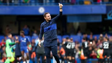 LONDON, ENGLAND - SEPTEMBER 28: Frank Lampard, Manager of Chelsea shows appreciation to the fans following the Premier League match between Chelsea FC and Brighton & Hove Albion at Stamford Bridge on September 28, 2019 in London, United Kingdom. (Photo by Dan Istitene/Getty Images)