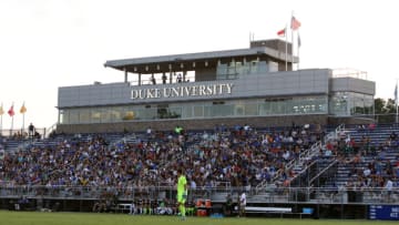 21 August 2015: The new Kennedy Tower overlooks Koskinen Stadium. The Duke University Blue Devils hosted the University of North Carolina Charlotte 49ers at Koskinen Stadium in Durham, NC in a 2015 NCAA Division I Men's Soccer preseason exhibition. The game ended in a 1-1 tie. (Photo by Andy Mead/YCJ/Icon SMI/Corbis via Getty Images)