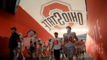 MIAMI GARDENS, FLORIDA - JANUARY 11: The Ohio State Buckeyes head in for the half at the College Football Playoff National Championship game against the Alabama Crimson Tide at Hard Rock Stadium on January 11, 2021 in Miami Gardens, Florida. (Photo by Mike Ehrmann/Getty Images)