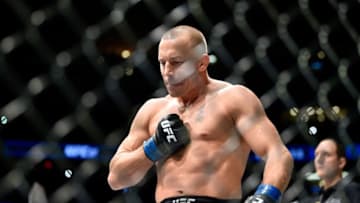 NEW YORK, NY - NOVEMBER 04: Georges St-Pierre of Canada enters the octogon for his UFC middleweight championship bout against Michael Bisping of England during the UFC 217 event at Madison Square Garden on November 4, 2017 in New York City. (Photo by Jeff Bottari/Zuffa LLC/Zuffa LLC via Getty Images)