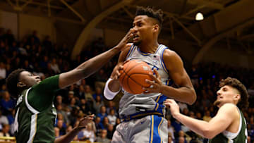 Duke basketball senior big man Javin DeLaurier (Photo by Grant Halverson/Getty Images)