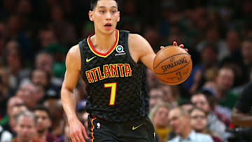 BOSTON, MA - DECEMBER 14: Jeremy Lin #7 of the Atlanta Hawks dribbles against the Boston Celtics during the first quarter at TD Garden on December 14, 2018 in Boston, Massachusetts. (Photo by Maddie Meyer/Getty Images)