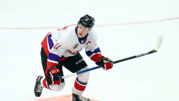 HAMILTON, ON - JANUARY 16: Alexis Lafreniere #11 of Team White skates during the 2020 CHL/NHL Top Prospects Game against Team Red at FirstOntario Centre on January 16, 2020 in Hamilton, Canada. (Photo by Vaughn Ridley/Getty Images)