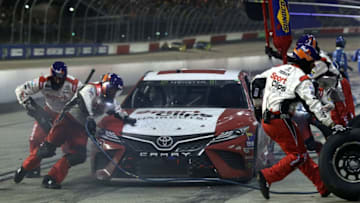 DARLINGTON, SC - SEPTEMBER 03: Denny Hamlin, driver of the #11 Sport Clips Toyota, pits during the Monster Energy NASCAR Cup Series Bojangles' Southern 500 at Darlington Raceway on September 3, 2017 in Darlington, South Carolina. (Photo by Jerry Markland/Getty Images)
