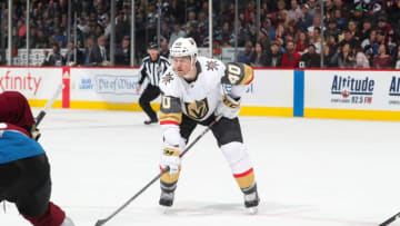 DENVER, CO - MARCH 27: Ryan Carpenter #40 of the Vegas Golden Knights skates against the Colorado Avalanche at the Pepsi Center on March 27, 2019 in Denver, Colorado. The Avalanche defeated the Golden Knights 4-3. (Photo by Michael Martin/NHLI via Getty Images)