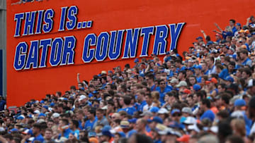 GAINESVILLE, FL - SEPTEMBER 16: Florida Gator and Tennessee Volunteer fans are seen in the stands during the game at Ben Hill Griffin Stadium on September 16, 2017 in Gainesville, Florida. (Photo by Scott Halleran/Getty Images)