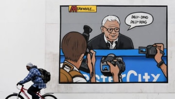 LEICESTER, ENGLAND - FEBRUARY 27: A painting of former Leicester City Manager Claudio Ranieri is seen in the city centre prior to the Premier League match between Leicester City and Liverpool at The King Power Stadium on February 27, 2017 in Leicester, England. (Photo by Michael Regan/Getty Images)