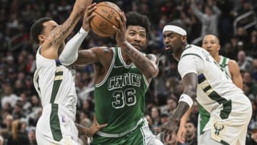 Boston Celtics guard Marcus Smart commented on the Milwaukee Bucks' strategy at the end of the 2021-22 regular season. Mandatory Credit: Benny Sieu-USA TODAY Sports