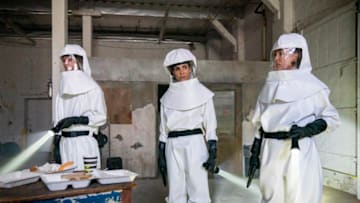 "Yellow Jack" -- Pictured: Eric Christian Olsen (LAPD Liaison Marty Deeks), Daniela Ruah (Special Agent Kensi Blye) and Lesley Fera (USAMRIID Colonel Sandra Kaufman). While Callen and Sam are aboard the USS Allegiance, the ship is placed under quarantine for possible Ebola exposure. Also, Kensi and Deeks investigate the murder of a petty officer who recently departed the USS Allegiance and is linked to the Ebola exposure, on NCIS: LOS ANGELES, Sunday, Oct. 20 (9:00-10:00 PM, ET/PT) on the CBS Television Network. Photo: Bill Inoshita/CBS ©2019 CBS Broadcasting, Inc. All Rights Reserved.