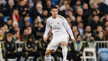 MADRID, SPAIN - FEBRUARY 06: James Rodriguez of Real Madrid in action during the Quarter Final of Copa del Rey match between Real Madrid and Real Sociedad at Estadio Santiago Bernabeu on February 6, 2020 in Madrid, Spain. (Photo by Eurasia Sport Images/Getty Images)