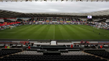 SWANSEA, WALES - SEPTEMBER 21: Interior view of the stadium prior to the EFL Cup Third Round match between Swansea City and Manchester City at The Liberty Stadium on September 21, 2016 in Swansea, Wales. (Photo by Athena Pictures/Getty Images)
