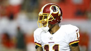Aug 11, 2016; Atlanta, GA, USA; Washington Redskins wide receiver DeSean Jackson (11) prepares for a game against the Atlanta Falcons at the Georgia Dome. Mandatory Credit: Brett Davis-USA TODAY Sports
