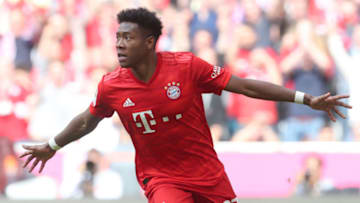 MUNICH, GERMANY - MAY 18: David Alaba of FC Bayern celebrates his goal during the Bundesliga match between FC Bayern Muenchen and Eintracht Frankfurt at Allianz Arena on May 18, 2019 in Munich, Germany. (Photo by A. Beier/FC Bayern via Getty Images)