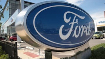 CHICAGO, IL - JUNE 20: A sign sits in front of a Ford dealership on June 20, 2017 in Chicago, Illinois. Ford announced it will move production of the Focus from their Wayne, Michigan facility to China instead of Mexico as originally planned. The new Ranger and Bronco are scheduled to be built in Wayne. (Photo by Scott Olson/Getty Images)