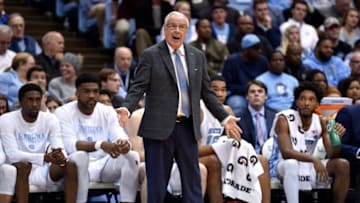 CHAPEL HILL, NORTH CAROLINA - DECEMBER 05: Head coach Roy Williams of the North Carolina Tar Heels reacts during the first half of their game against the North Carolina-Wilmington Seahawks at the Dean Smith Center on December 05, 2018 in Chapel Hill, North Carolina. (Photo by Grant Halverson/Getty Images)