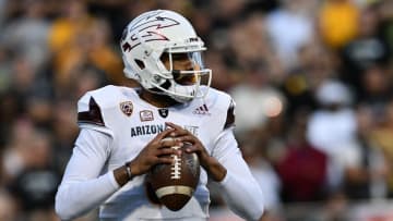 Oct 15, 2016; Boulder, CO, USA; Arizona State Sun Devils quarterback Manny Wilkins (5) prepares to pass in the first half against the Arizona State Sun Devils at Folsom Field. Mandatory Credit: Ron Chenoy-USA TODAY Sports