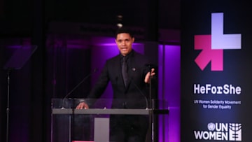 NEW YORK, NY - SEPTEMBER 20: Trevor Noah speaks at HeForShe 2nd Anniversary Reception at Museum of Modern Art on September 20, 2016 in New York City. (Photo by Rob Kim/Getty Images)