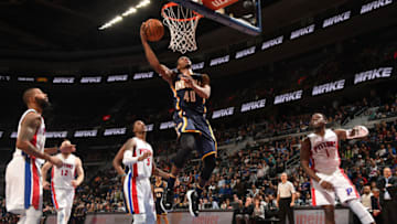 AUBURN HILLS, MI - DECEMBER 17: Glenn Robinson III #40 of the Indiana Pacers shoots the ball against the Detroit Pistons on December 17, 2016 at The Palace of Auburn Hills in Auburn Hills, Michigan. NOTE TO USER: User expressly acknowledges and agrees that, by downloading and/or using this photograph, User is consenting to the terms and conditions of the Getty Images License Agreement. Mandatory Copyright Notice: Copyright 2016 NBAE (Photo by Chris Schwegler/NBAE via Getty Images)